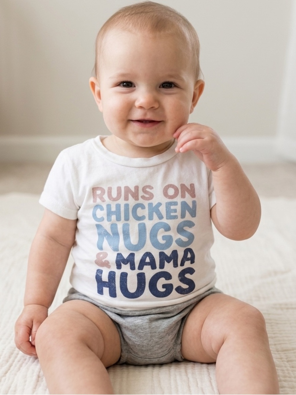 Tullabee “Runs on Chicken Nugs & Mama Hugs” Toddler T-Shirt